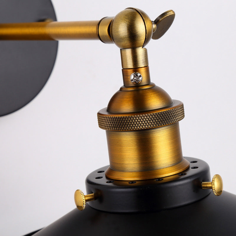 1-leichte Wandlampe für industrielle Stile mit Metalluntertasse Schatten 90 ° Verstellbarer Schwung Arm Leuchte für Coffeeshop-Restaurants