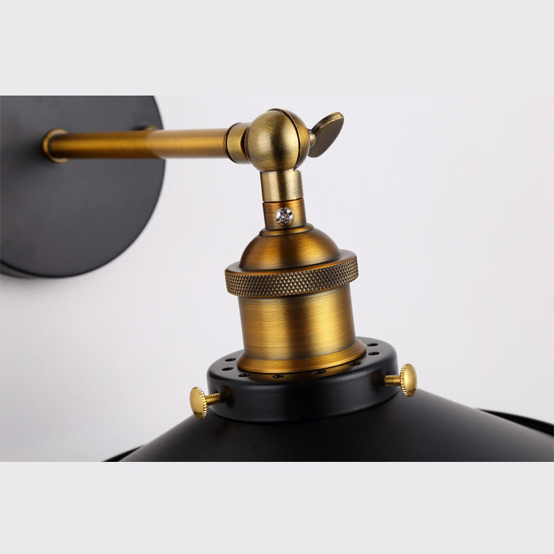 1-leichte Wandlampe für industrielle Stile mit Metalluntertasse Schatten 90 ° Verstellbarer Schwung Arm Leuchte für Coffeeshop-Restaurants