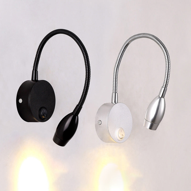 Diseño de manguera ajustable lámpara de lectura LED lámpara de montaje de pared de aluminio moderna con interruptor independiente