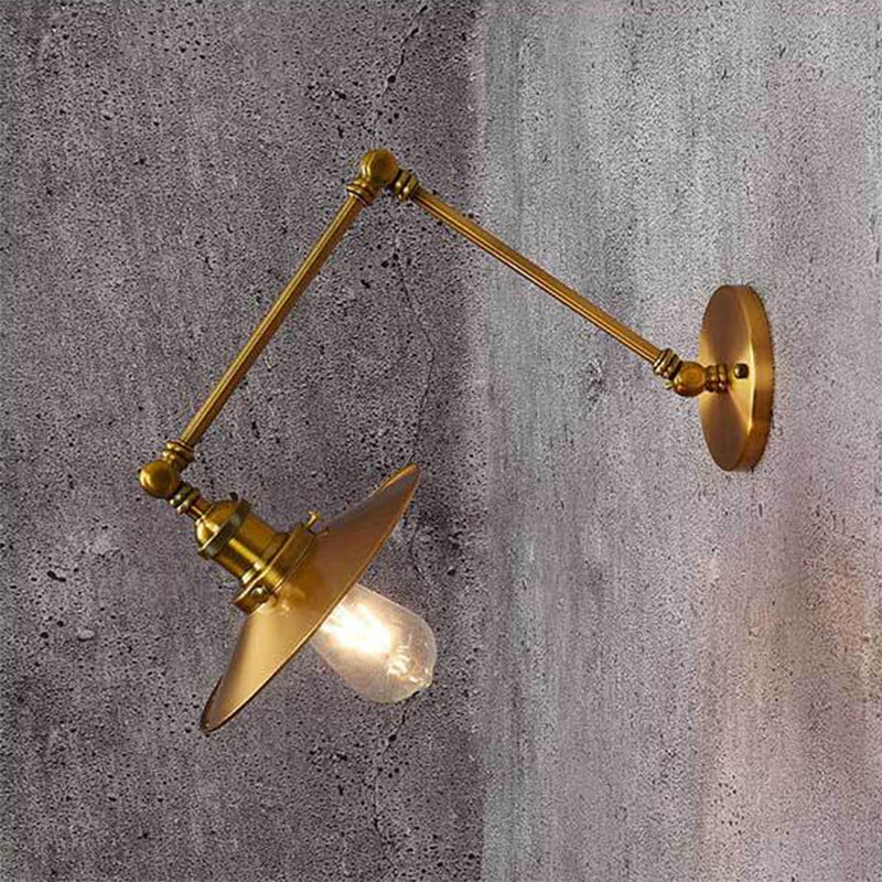 2-Sections Swing Arm Wall Mount Light Single Bulb Retro Industrial Style Coffee Shop Sconce Lights in Electroplated Copper