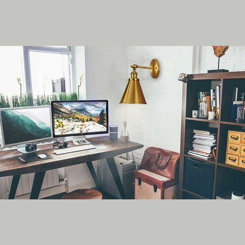 Elektroplattierte Kupfer Vintage Industrial Style Wandlampenschwung Arm Design Single Lampenleuchte für Restaurants