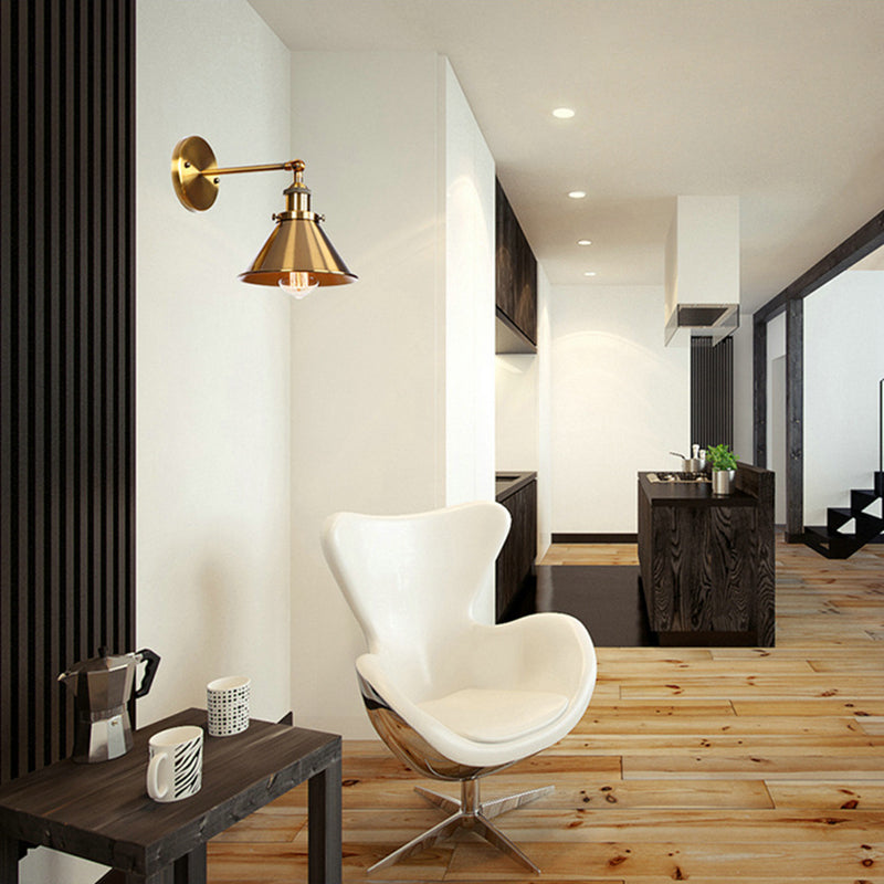 Elektroplattierte Kupfer Vintage Industrial Style Wandlampenschwung Arm Design Single Lampenleuchte für Restaurants