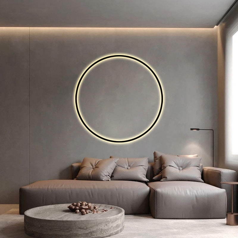 Zwart minimalisme Ronde lijnen LED Wall Lamp Noordse stijl Aluminium SCONCE Licht voor woonkamer