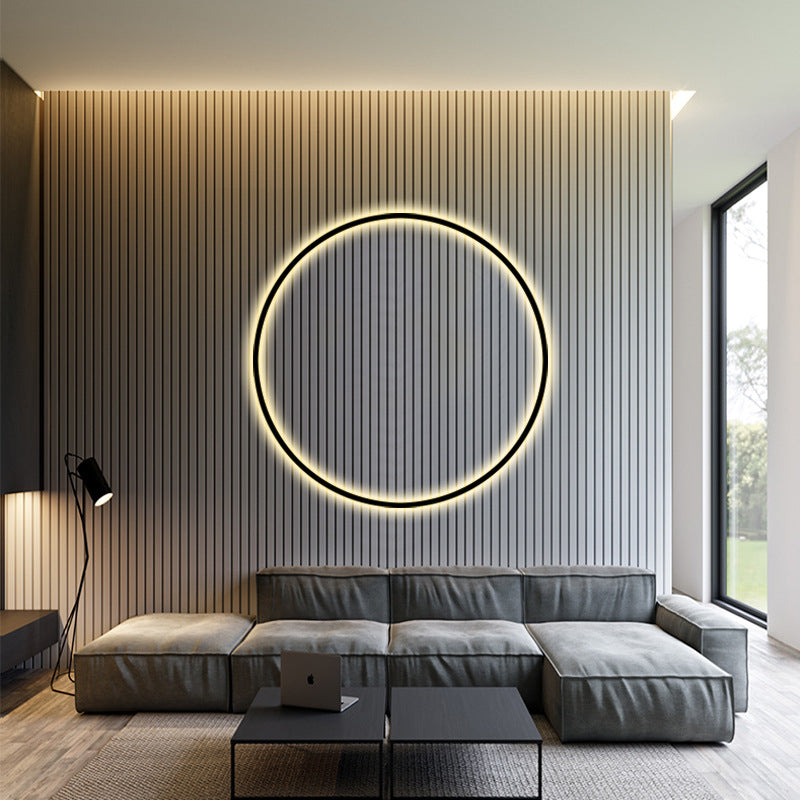 Zwart minimalisme Ronde lijnen LED Wall Lamp Noordse stijl Aluminium SCONCE Licht voor woonkamer