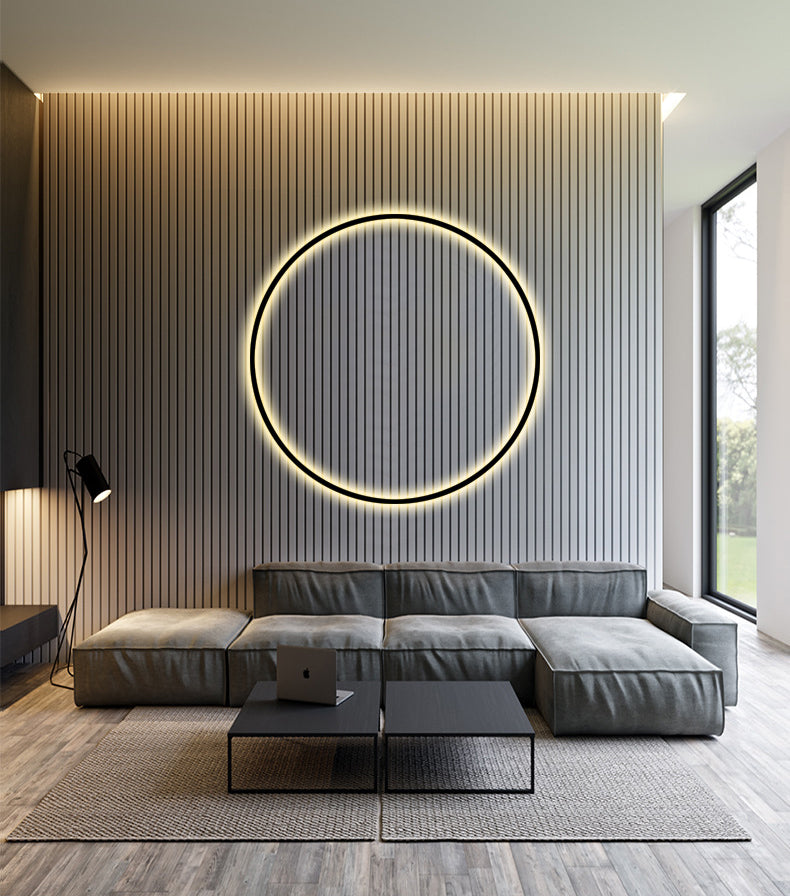 Zwart minimalisme Ronde lijnen LED Wall Lamp Noordse stijl Aluminium SCONCE Licht voor woonkamer