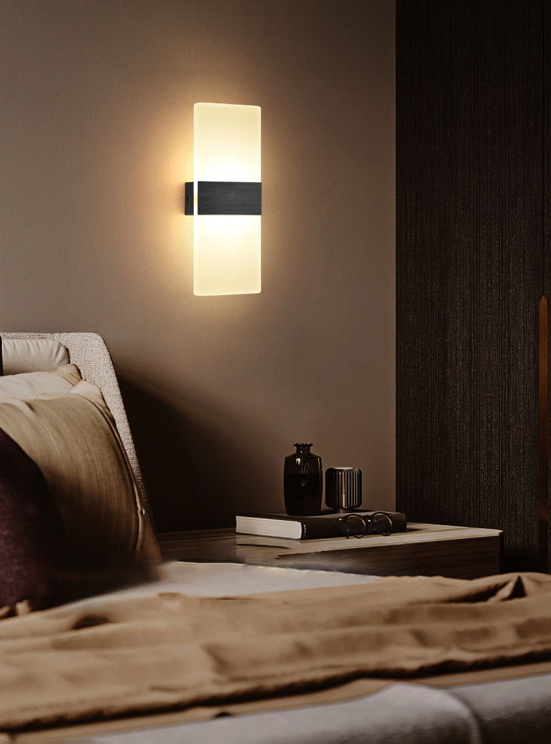 Lampada da parete per tonalità rettangolare in alluminio modernista Light Sconce a 1 luce per camera da letto