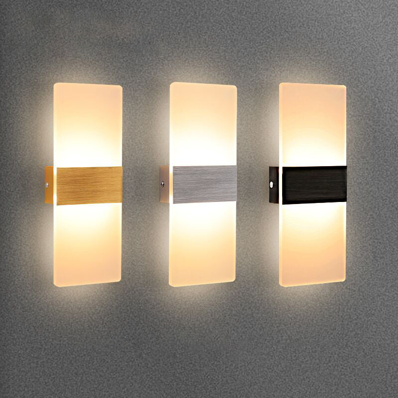 Lámpara de pared LED acrílica rectangular de aluminio cepillada estilo contemporáneo Simplicidad de apliques de interior para pasillo del pasillo
