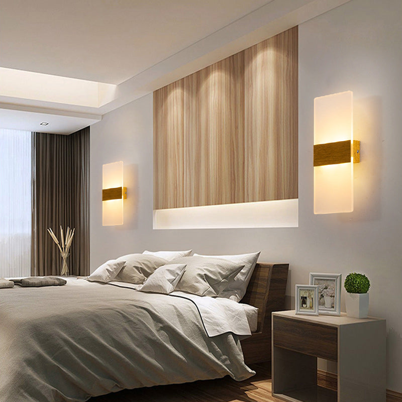 Lámpara de pared LED acrílica rectangular de aluminio cepillada estilo contemporáneo Simplicidad de apliques de interior para pasillo del pasillo
