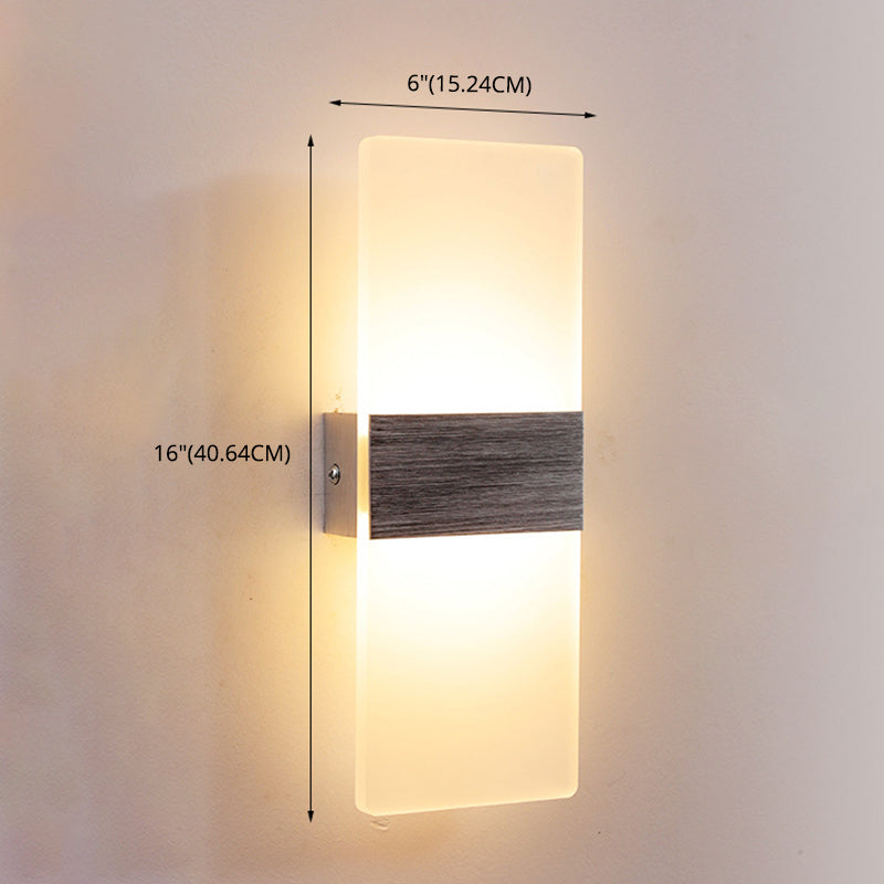 Lámpara de pared LED acrílica rectangular de aluminio cepillada estilo contemporáneo Simplicidad de apliques de interior para pasillo del pasillo