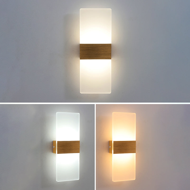 Lámpara de pared LED acrílica rectangular de aluminio cepillada estilo contemporáneo Simplicidad de apliques de interior para pasillo del pasillo