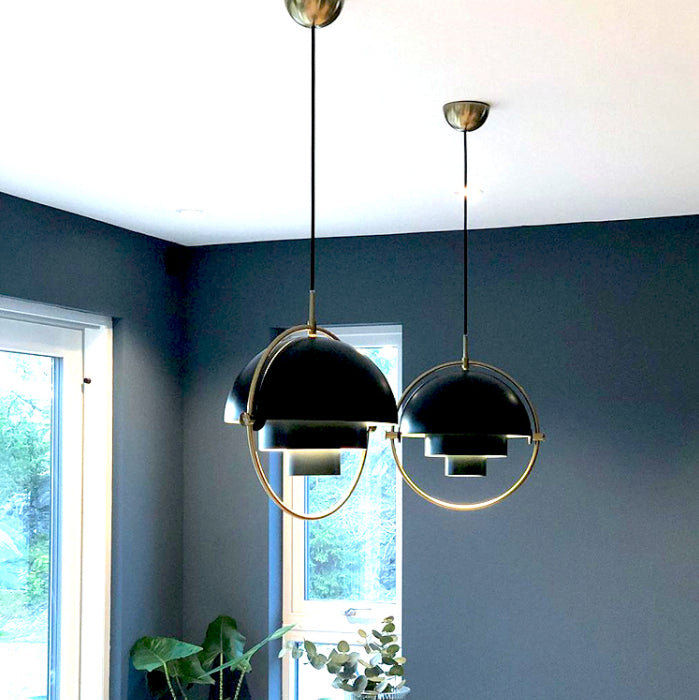 Costilería colgante colgante de hierro negro Luz de 1 luces de 1 luces para sala de estar