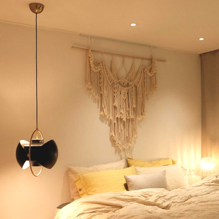 Costilería colgante colgante de hierro negro Luz de 1 luces de 1 luces para sala de estar