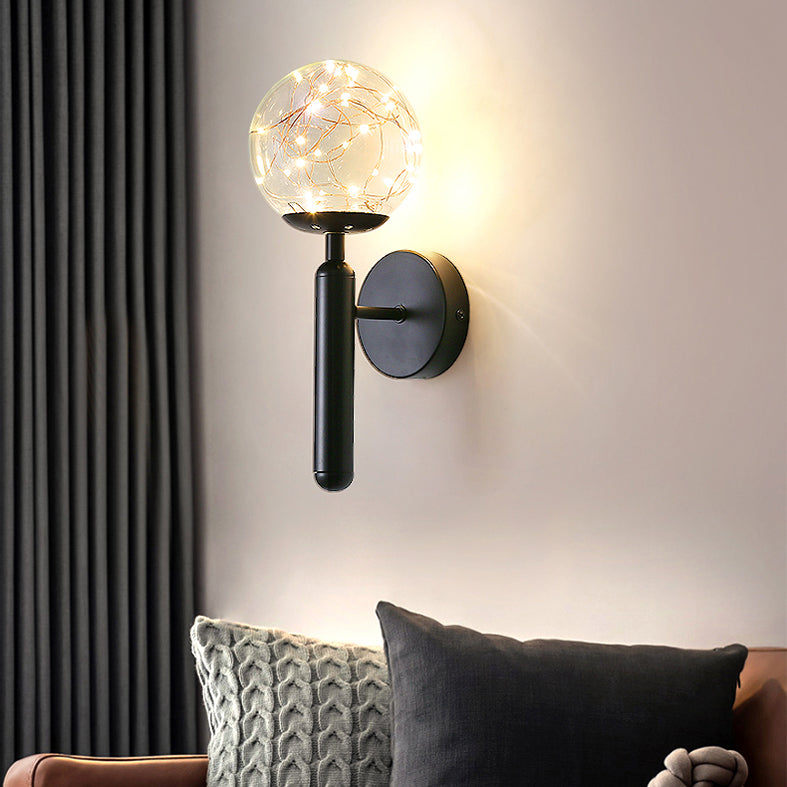 Lampade a parete in vetro trasparente globo a 1 luce moderna a montaggio a parete per soggiorno