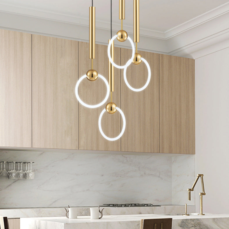 Gold Ring Ceiling Suspension Lamp Simplicity LED Metal Ceiling Pendant Light for Bedroom