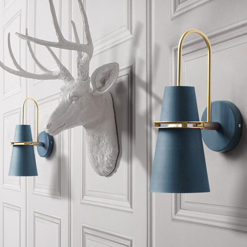 1 Light Metal Wall Light Fixture Modern Tapered Wall Sconces Lighting Fixtures for Bedroom