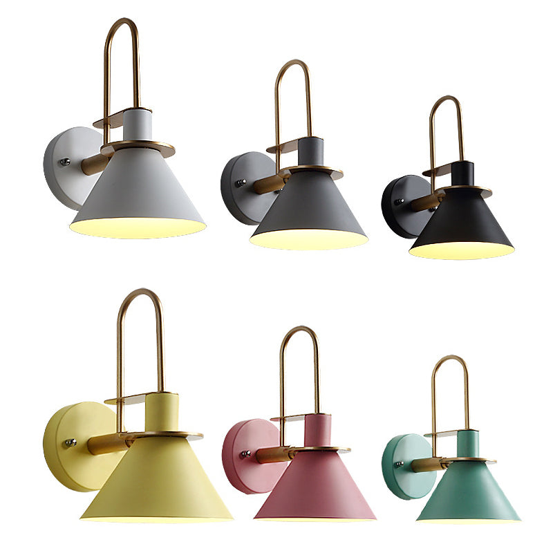 1 Light Metal Wall Mounted Light Fixture Modern Dual Cone Wall Sconce Lighting for Dining Room