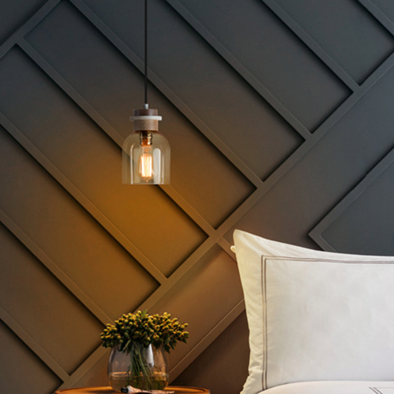 Urn Ceiling Light Contemporary Amber Glass 1 Head Kitchen Pendant Lighting Fixture