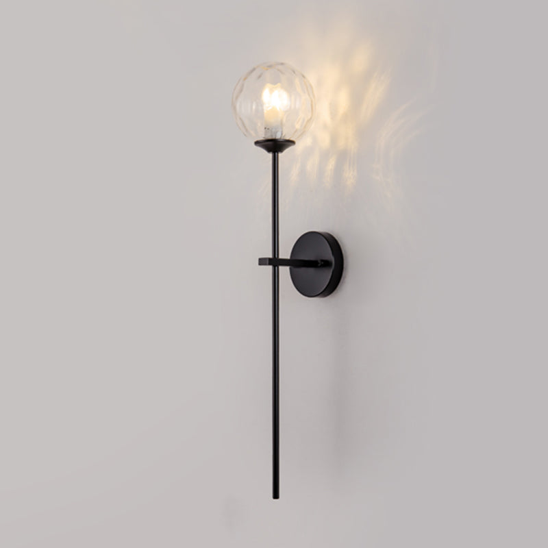 1-Light Wall Light in Modern Luxury Style Wrought Iron Wall Sconce with Globe Glass Shade