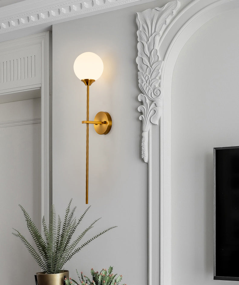 1-Light Wall Light in Modern Luxury Style Wrought Iron Wall Sconce with Globe Glass Shade