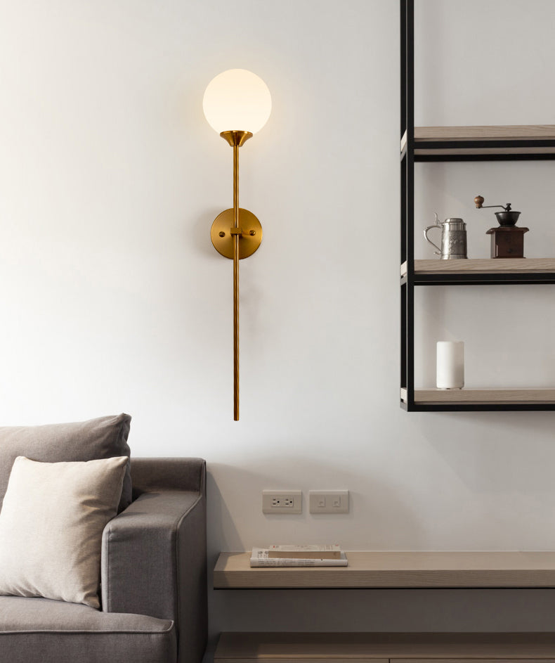 1-Light Wall Light in Modern Luxury Style Wrought Iron Wall Sconce with Globe Glass Shade