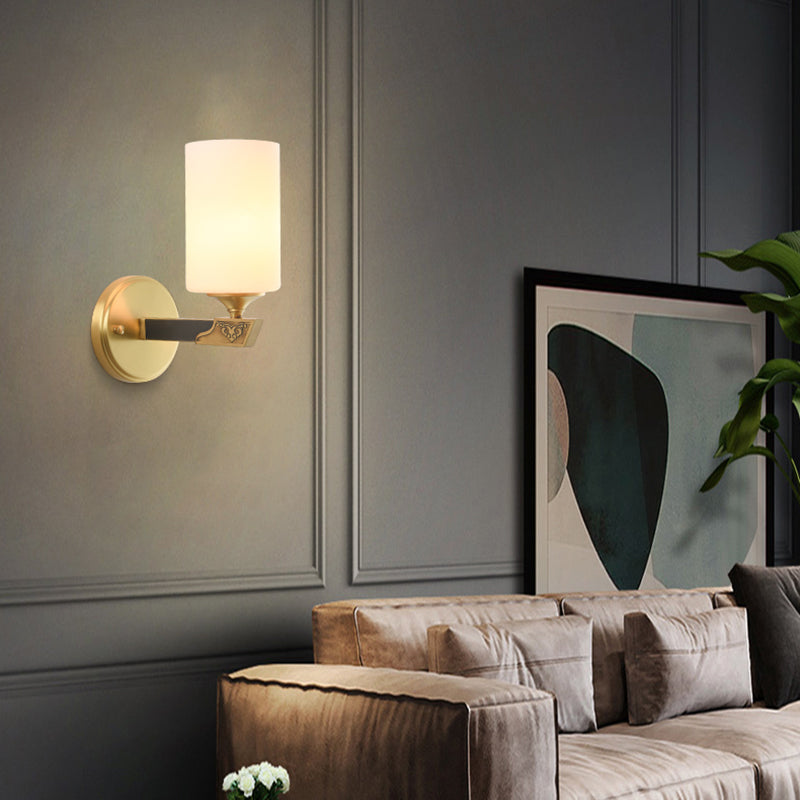 Oro Pronzo da parete a 1 luci a 1 luce in moderna luce da parete da interno in rame di lusso con tonalità di vetro