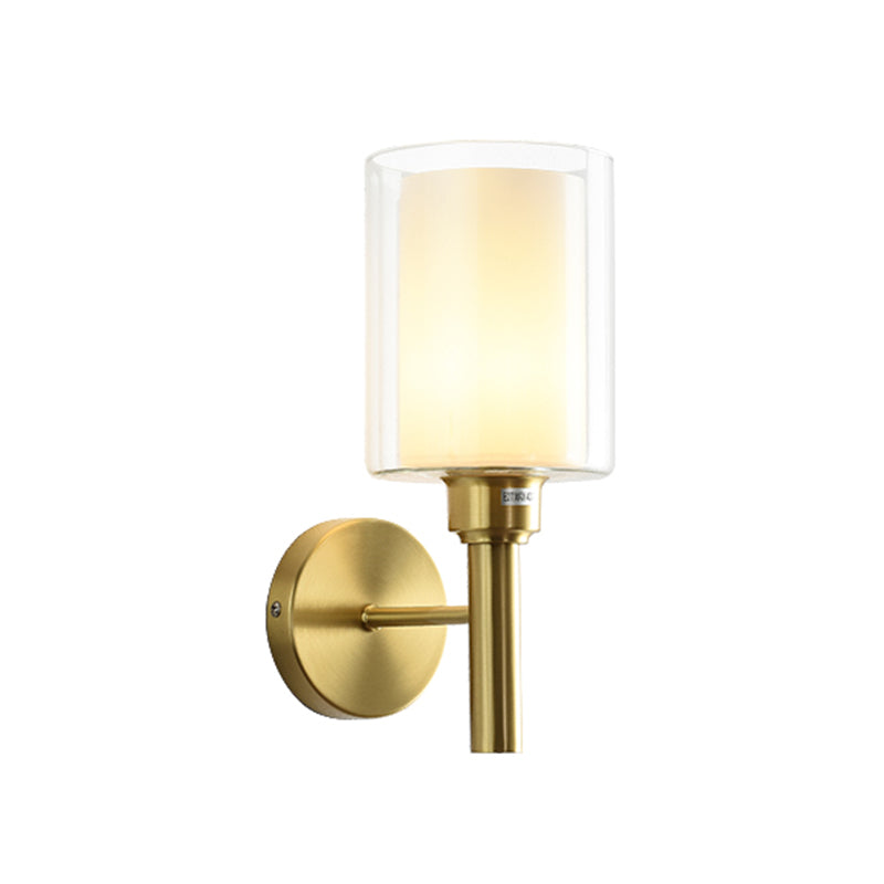 Oro Pronzo da parete a 1 luci a 1 luce in moderna luce da parete da interno in rame di lusso con tonalità di vetro