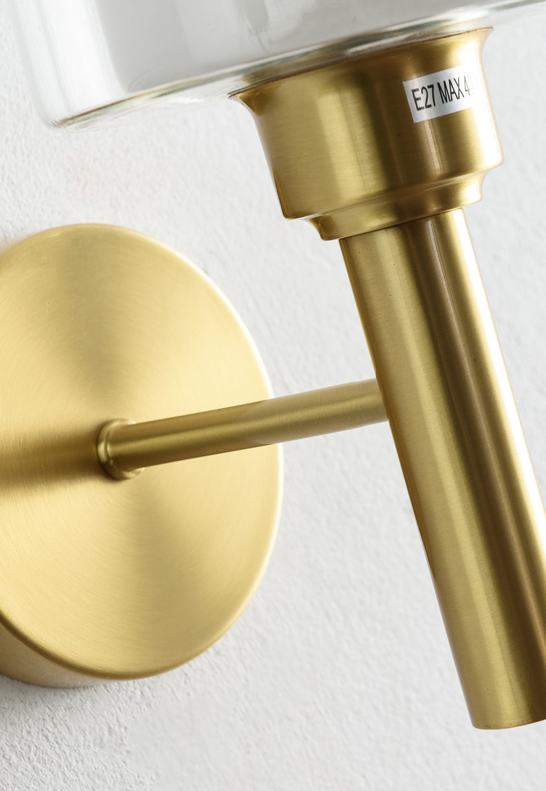 Oro Pronzo da parete a 1 luci a 1 luce in moderna luce da parete da interno in rame di lusso con tonalità di vetro
