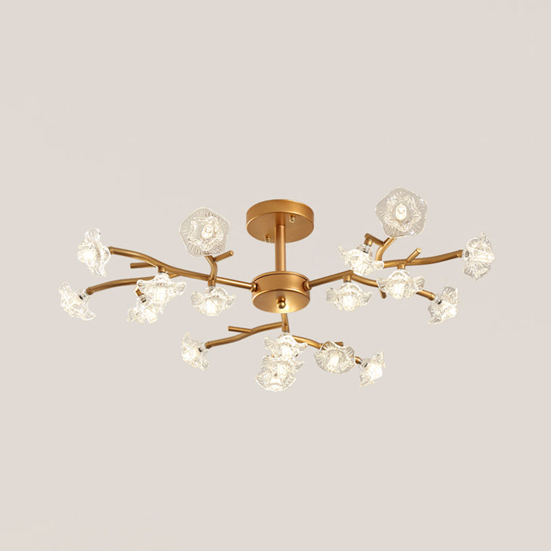Kristallblütendecker Mount Traditionalist 18/24 Lampen LED Gold Semi Flush Mount Leuchte