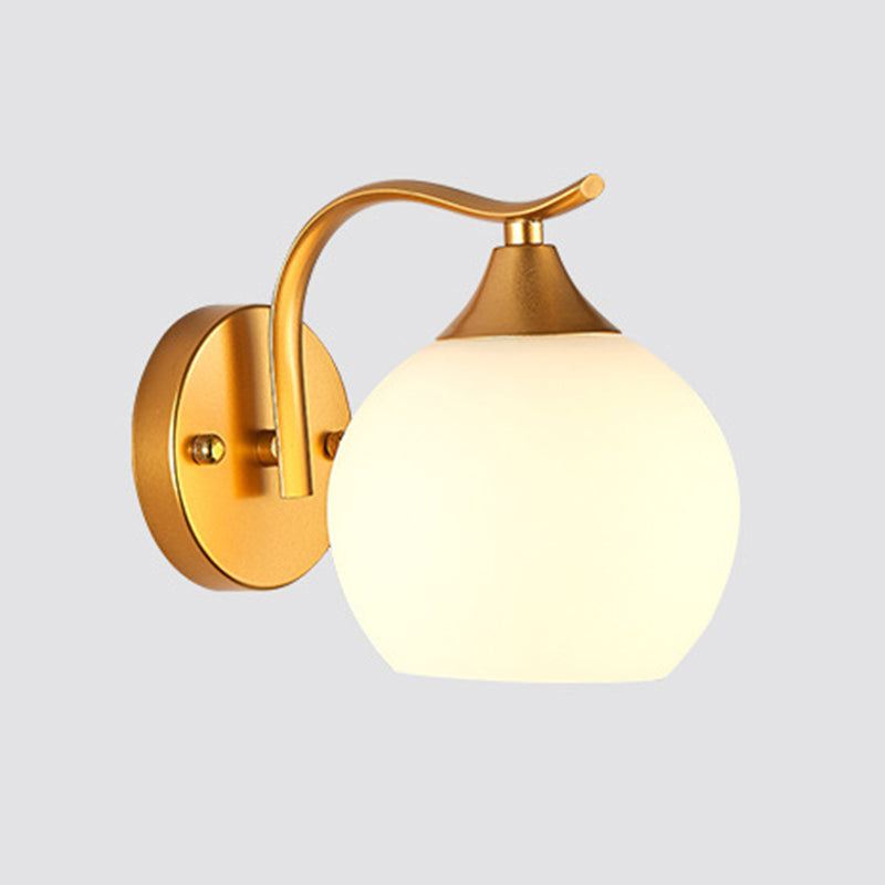 Round Milk Glass Wall Lighting Fixtures Modern Wall Mounted Light Fixture for Bedroom