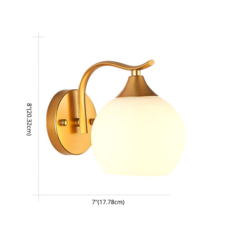 Round Milk Glass Wall Lighting Fixtures Modern Wall Mounted Light Fixture for Bedroom