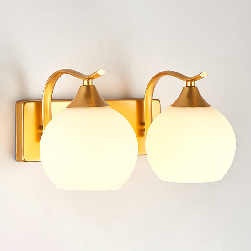 Round Milk Glass Wall Lighting Fixtures Modern Wall Mounted Light Fixture for Bedroom