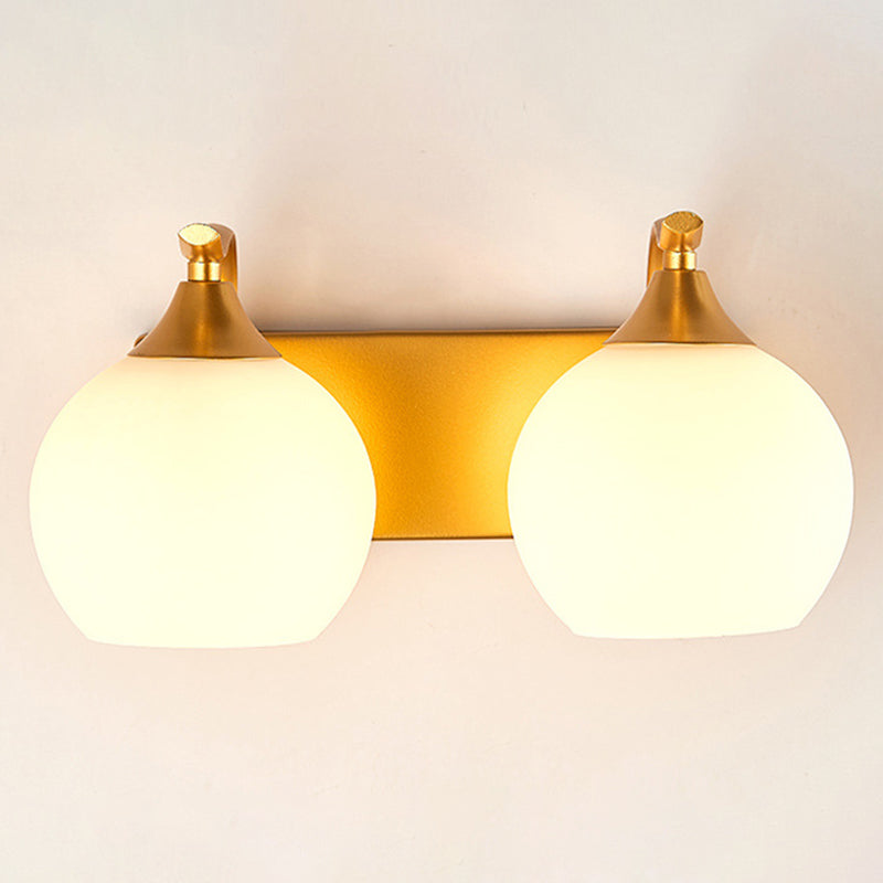 Round Milk Glass Wall Lighting Fixtures Modern Wall Mounted Light Fixture for Bedroom