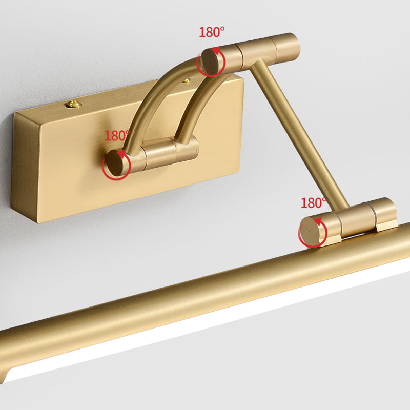 Modern Luxury Style Cylindrical Flush Mount Wall Sconce Copper Wall Mounted Vanity Lights in Gold Finish