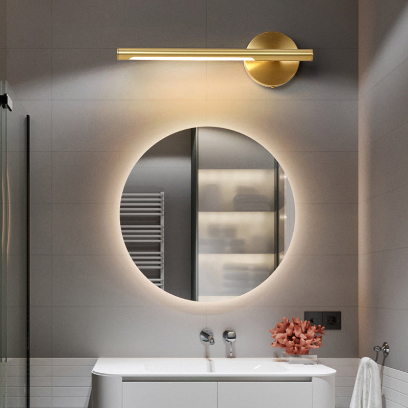 Modern Minimalist Style Linear Flush Mount Wall Sconce Copper Wall Mounted Vanity Lights in Gold Finish