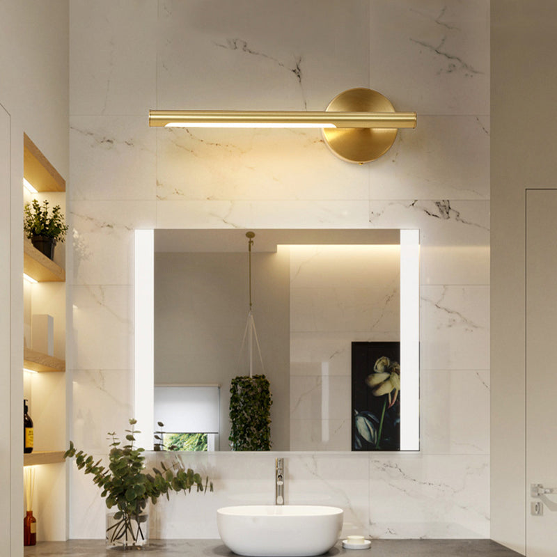 Modern Minimalist Style Linear Flush Mount Wall Sconce Copper Wall Mounted Vanity Lights in Gold Finish