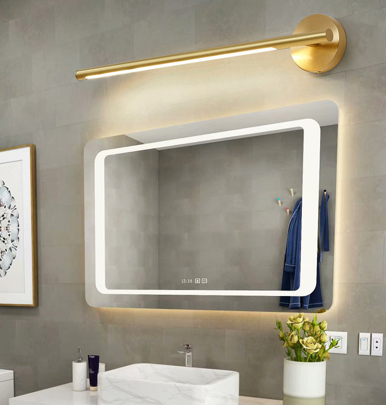 Modern Minimalist Style Linear Flush Mount Wall Sconce Copper Wall Mounted Vanity Lights in Gold Finish
