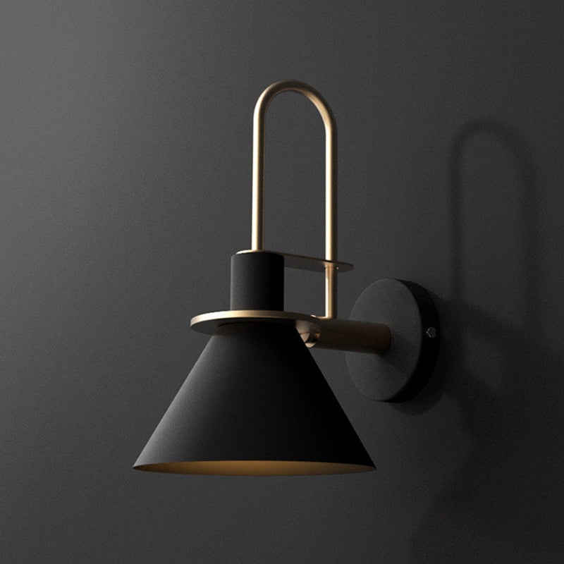 1 Light Metal Wall Mounted Light Fixture Modern Curved Arm Wall Sconce Lighting for Dining Room