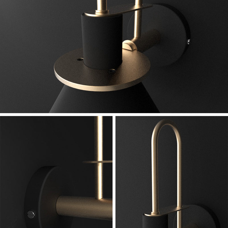 1 Light Metal Wall Mounted Light Fixture Modern Curved Arm Wall Sconce Lighting for Dining Room