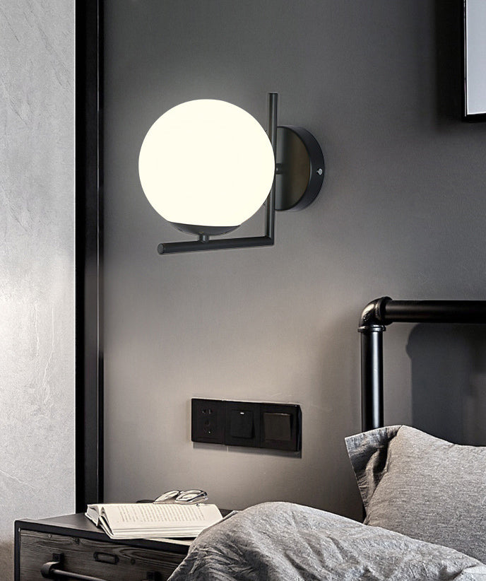 1 lampada a parete bianca leggera montata su muro moderno funce di luce della sfera per camera da letto