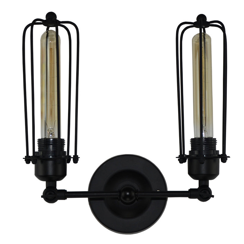 2 Lights Metal Wall Mounted Light Fixture Industrial Cage Shade Wall Hanging Lights for Bathroom