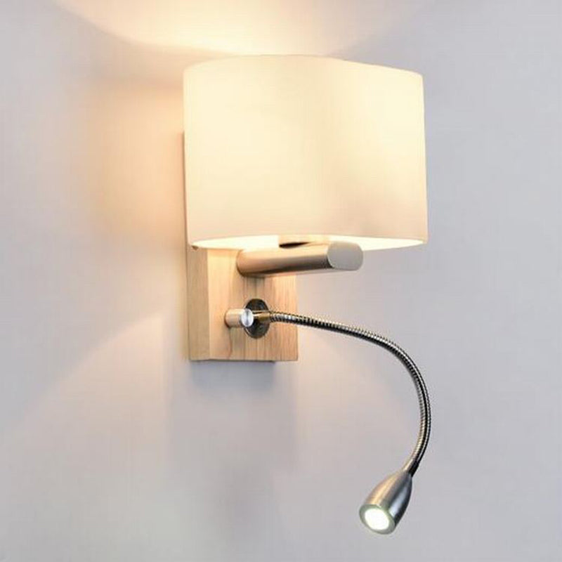 Ovale glazen schaduw eenvoud wandlamp verstelbaar spotlight design moderne stijl led bedmeting leeslicht met houten basis