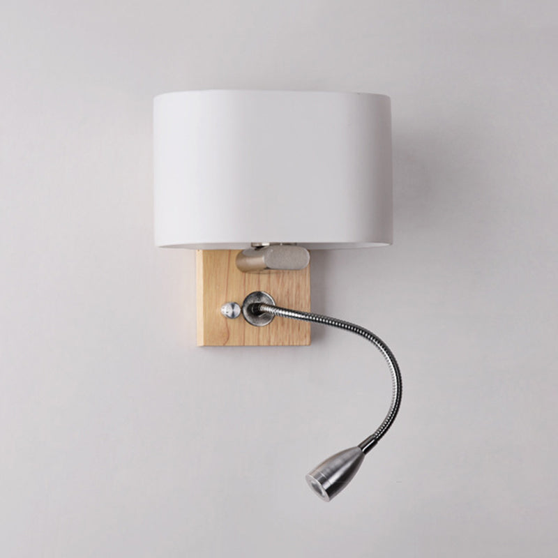 Ovale glazen schaduw eenvoud wandlamp verstelbaar spotlight design moderne stijl led bedmeting leeslicht met houten basis