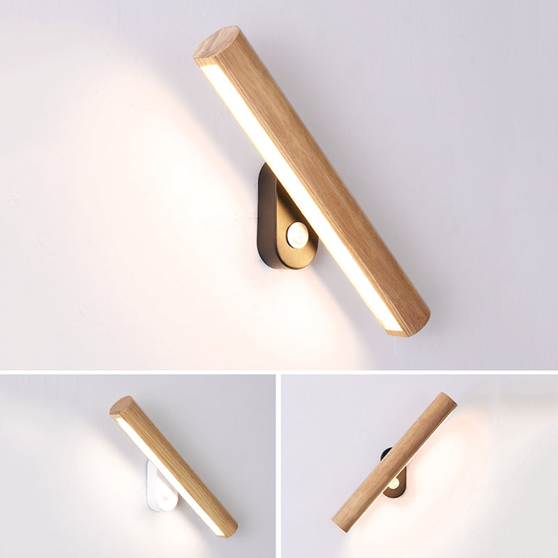 Modern Minimalist Style Linear Wall Mounted Light Fixture Wood Wall Mounted Lighting for Bedroom