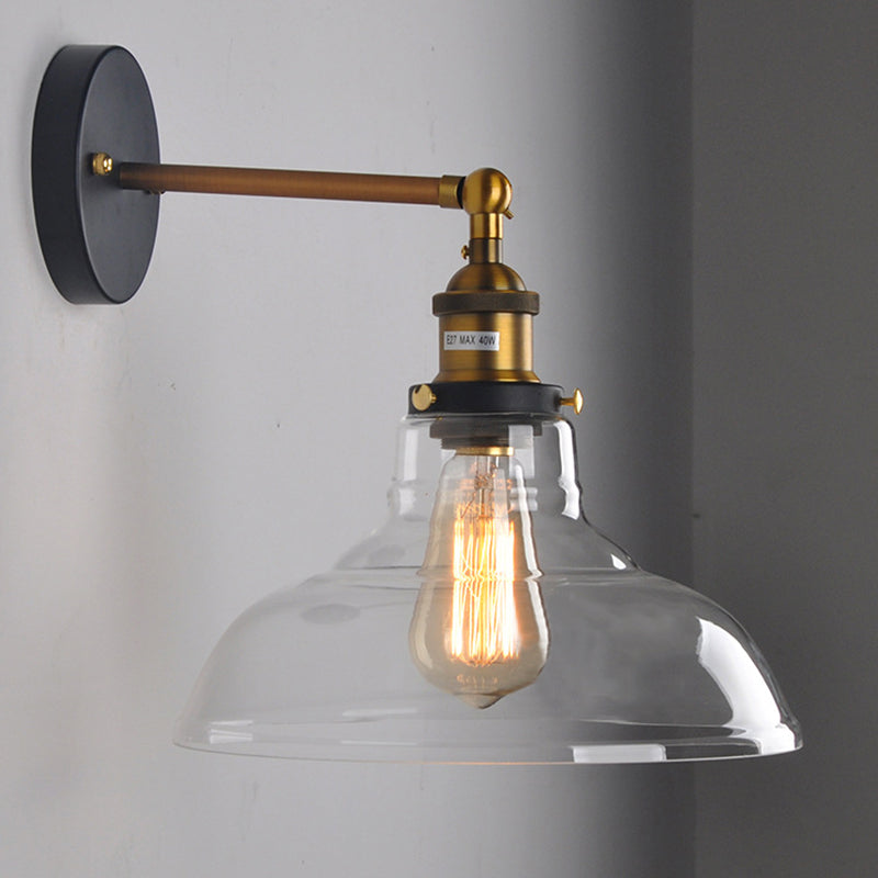 1 lumière en verre transparent en verre luminaire monté sur grange industrielle montant la lumière murale pour la salle et le foyer