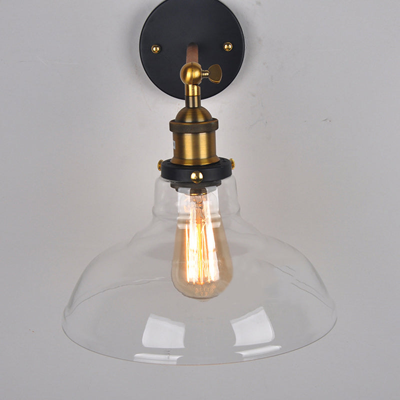1 lumière en verre transparent en verre luminaire monté sur grange industrielle montant la lumière murale pour la salle et le foyer