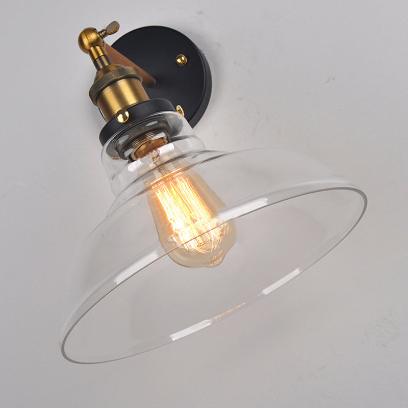 1 lumière en verre transparent en verre luminaire monté sur grange industrielle montant la lumière murale pour la salle et le foyer