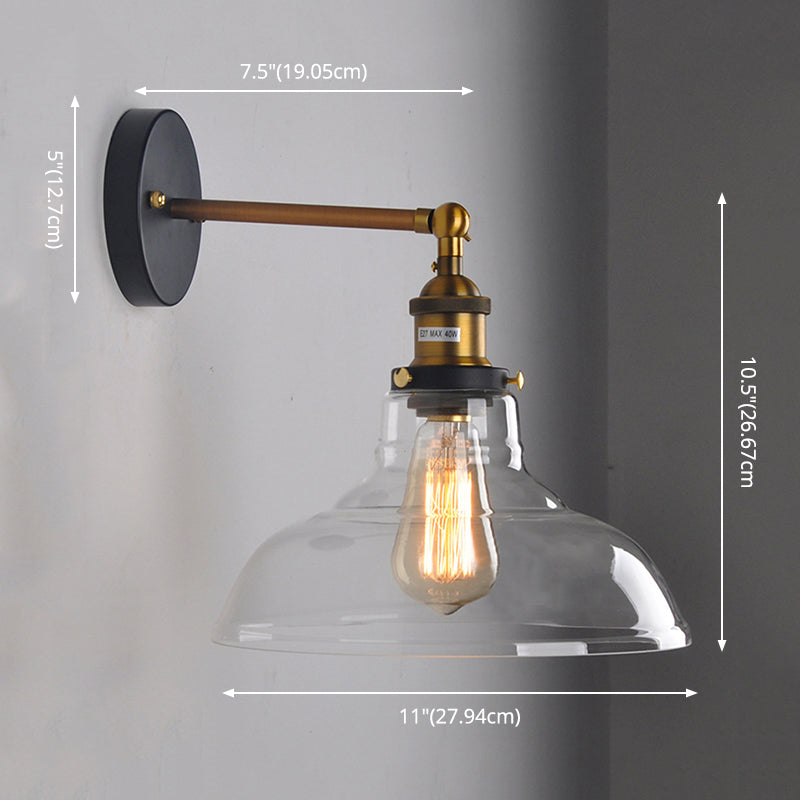 1 lumière en verre transparent en verre luminaire monté sur grange industrielle montant la lumière murale pour la salle et le foyer