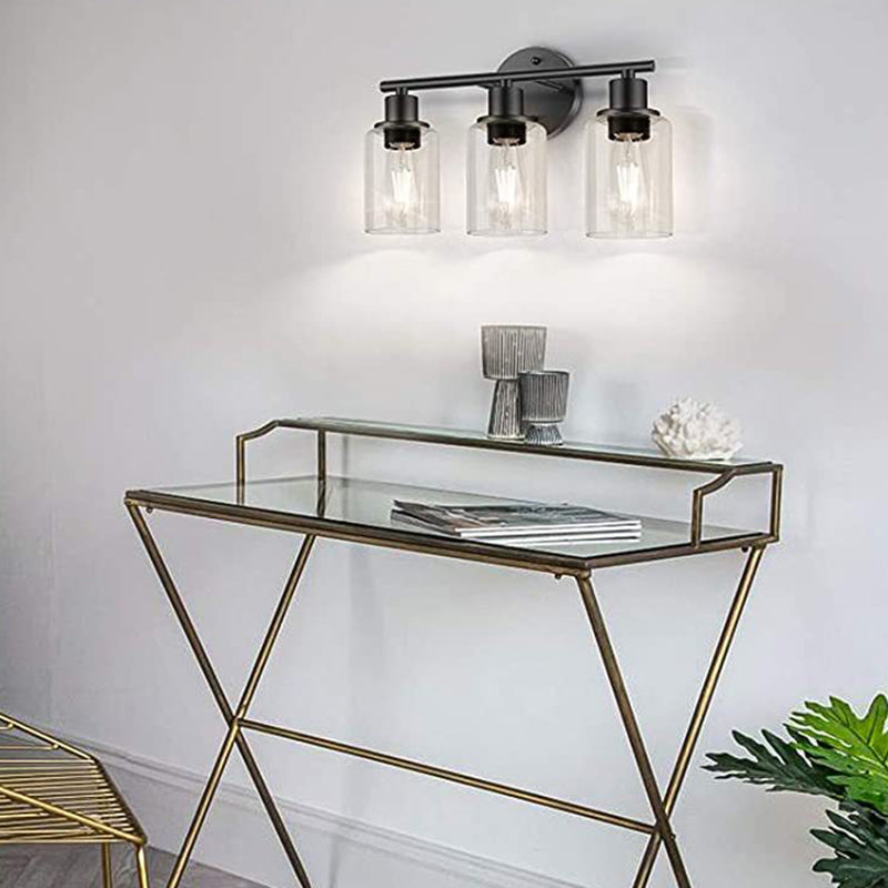 3 Lights Clear Glass Wall Mounted Light Fixture Industrial Cylinder Wall Mount Light for Bathroom