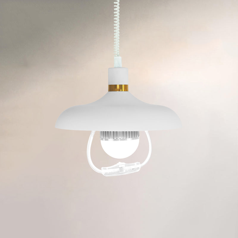 1-Light Round Commercial Pendant Lighting Industrial Metal Hanging Lamp with Pull Down Handle