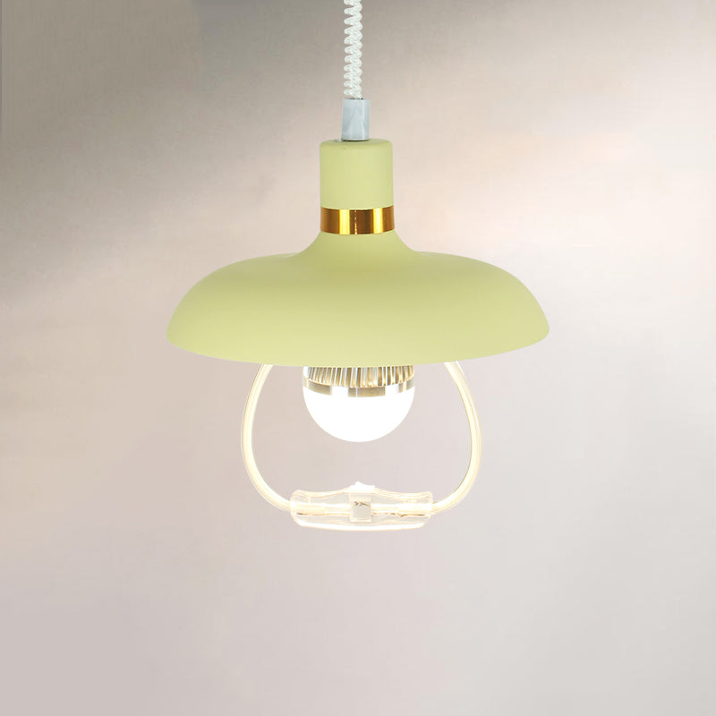 1-Light Round Commercial Pendant Lighting Industrial Metal Hanging Lamp with Pull Down Handle